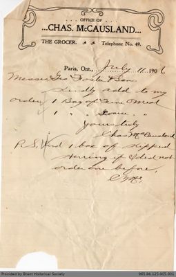 Letter to George Foster and Sons from McCausland & Widner