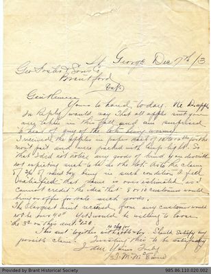 Letter to George Foster & Sons from J.M. McEwen