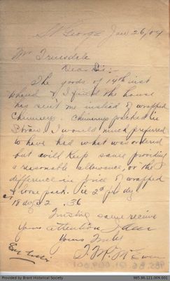 Letter to George Foster & Sons from J.M. McEwen