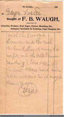 Letter to George Foster & Sons from F.B. Waugh