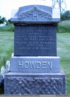 Alexander, Mary Jane, Minnie Alda, Eleanor Matilda, Thomas Beaty, Oscar Norman, Berton Harvey, Emma E. (Ferris), and Beaty N. H. Howden