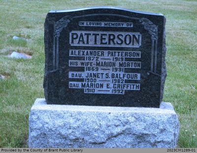 Alexander, Marion (Morton), Janet S. Balfour, Marion E. Griffith, Martha E., Clarence A., and Frieda M. (Deagle) Patterson