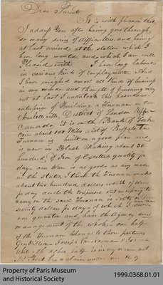 Letter from Hiram Capron to his Parents