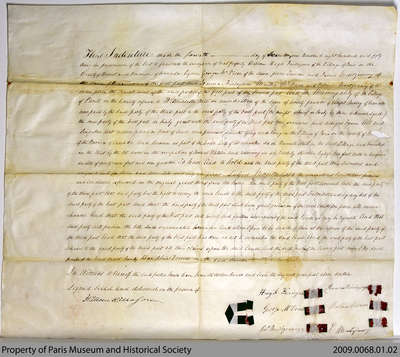 Land Indenture Between Hugh Finlayson, George McVicar, James Montgomery and the Municipality of the Village of Paris