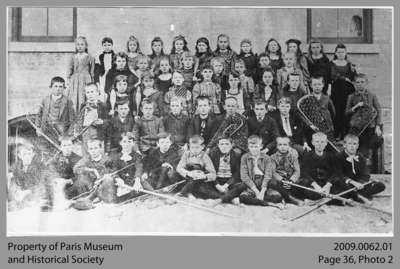 Elementary School Class with Lacrosse Sticks, c. 1890