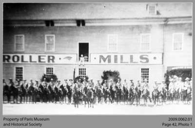 Paris-Burford Rough Riders in front of Roller Mills