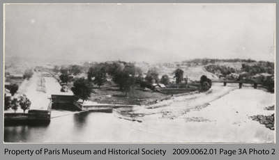 View of Grand River with Willow Street raceway and Grand River dam, c. 1860