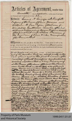 Land Agreement between Executors of Hiram Capron's Estate and John Penman