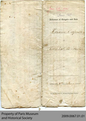 Land Indenture between Hiram Capron and Robert Fisher, 1845