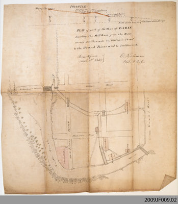 Plan of Paris showing the Nith River Area, 1869