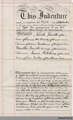 Deed between Neville Smith and James Hitchcox