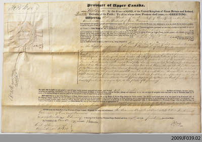 Crown Sale Grant to William Dickie, Brantford Township, 1838