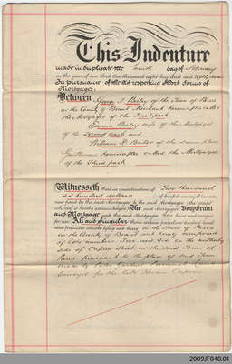 Mortgage Document between George F. Birley and William R. Baker, Paris, 1887