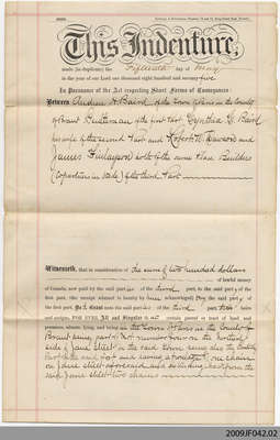 Land Indenture between Andrew H. Baird, and Robert W. Dawson & James Finlayson, Paris, 1875