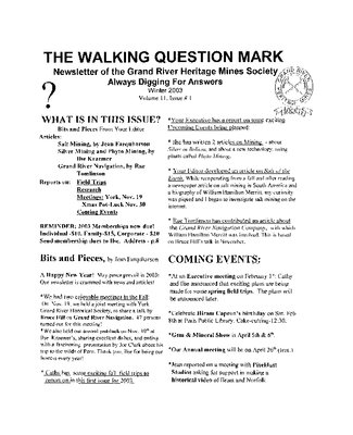 The Walking Question Mark, Winter 2003