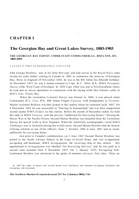 The Georgian Bay and Great Lakes Survey, 1883-1903