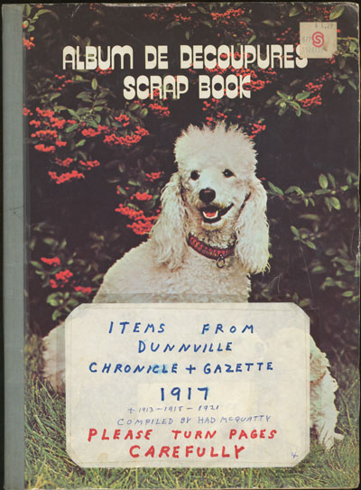 Items from Dunnville Chronicle + Gazette 1917 (+1913-1918-1921) (Puppy Cover)