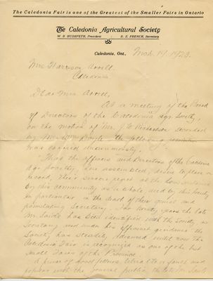 Letter to Mrs. Arrell March 19, 1923