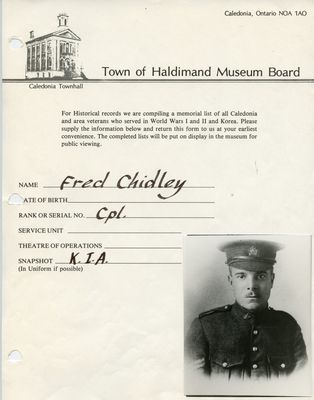 WW1 - Chidley, Fred