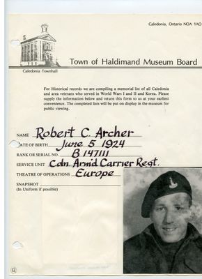 WWII - Archer, Robert, C.