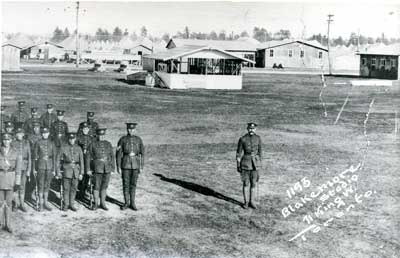 Soldiers in front of barracks at Niagara on the Lake camp