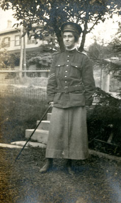 Photograph of a woman in military uniform