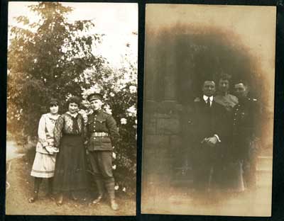 2 photos of a soldiers with their family