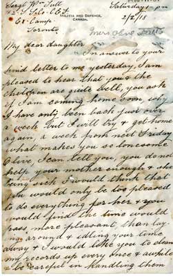 Letter from Sgt. W. Tutt to daughter