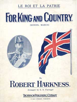 Sheet music for song &quot;For King and Country&quot;