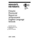 Ontario provincial report on achievement : elementary schools : highlights. 1997 - 98