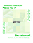 Annual report / Alcohol and Gaming Commission of Ontario. 2002 - 2003