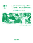 EQAO's provincial secondary school report : results of the grade 9 assessment of mathematics and the Ontario Secondary School Literacy Test (OSSLT), ... Report [2002]
