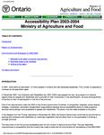 Annual accessibility plan ... Ministry of Agriculture, Food and Rural Affairs. 2003 - 04