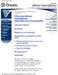 Plan d'accessibilité (LPHO) ... Office des affaires francophones. 2003 - 04