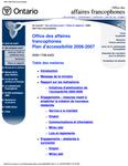 Plan d'accessibilité (LPHO) ... Office des affaires francophones. 2006 - 07