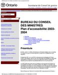 Plan d'accessibilité ... Cabinet du premier ministre et Bureau du Conseil des ministres. 2003 - 04