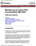 Plan d'accessibilité ... Ministère de la culture. 2003 - 04