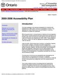 Accessibility plan ... Ministry of Citizenship and Immigration. 2005 - 06