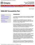 Accessibility plan ... Ministry of Citizenship and Immigration. 2006 - 07