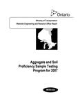 Aggregate and soil proficiency sample testing program for ... / Mark Vasavithasan and Stephen Senior. 2007