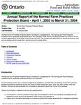 Annual report  / Normal Farm Practices Protection Board. 2003 - 2004