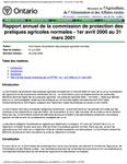 Rapport annuel / Commission de protection des pratiques agricoles normales. 2000 - 2001