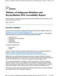 Accessibility report ...  / Ministry of Indigenous Relations and Reconciliation. 2016