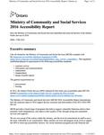 Accessibility report ...  / Ministry of Community and Social Services. 2016