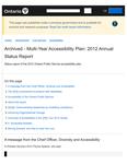 Ontario Public Service Multi-Year Accesibility Plan ... Annual Status Report 2012