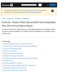 Ontario Public Service Multi-Year Accesibility Plan ... Annual Status Report 2014