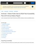 Ontario Public Service Multi-Year Accesibility Plan ... Annual Status Report 2015