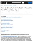 Ontario Public Service Multi-Year Accesibility Plan ... Annual Status Report 2017