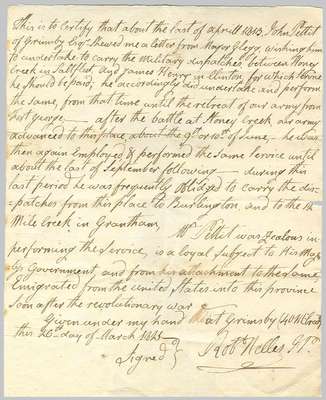 Certificate of Achievement- John Pettit, March 26, 1825