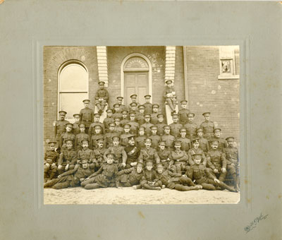 Group Photo Soldiers in front of old town hall Cayuga